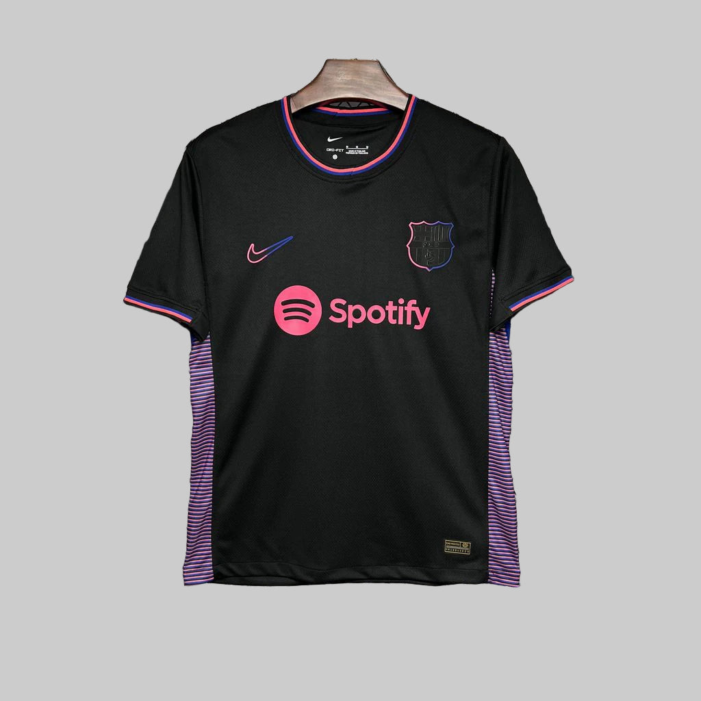 FC Barcelona pink and blue shirt 2024-25