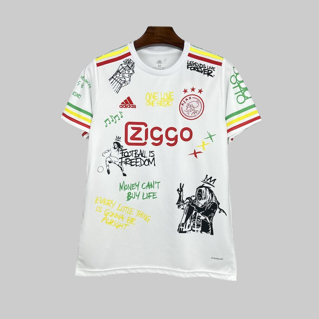 Ajax white bob marley shirt 2021-22