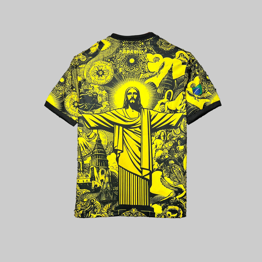 Brazil yellow and black jesus the redeemer shirt 2025-26