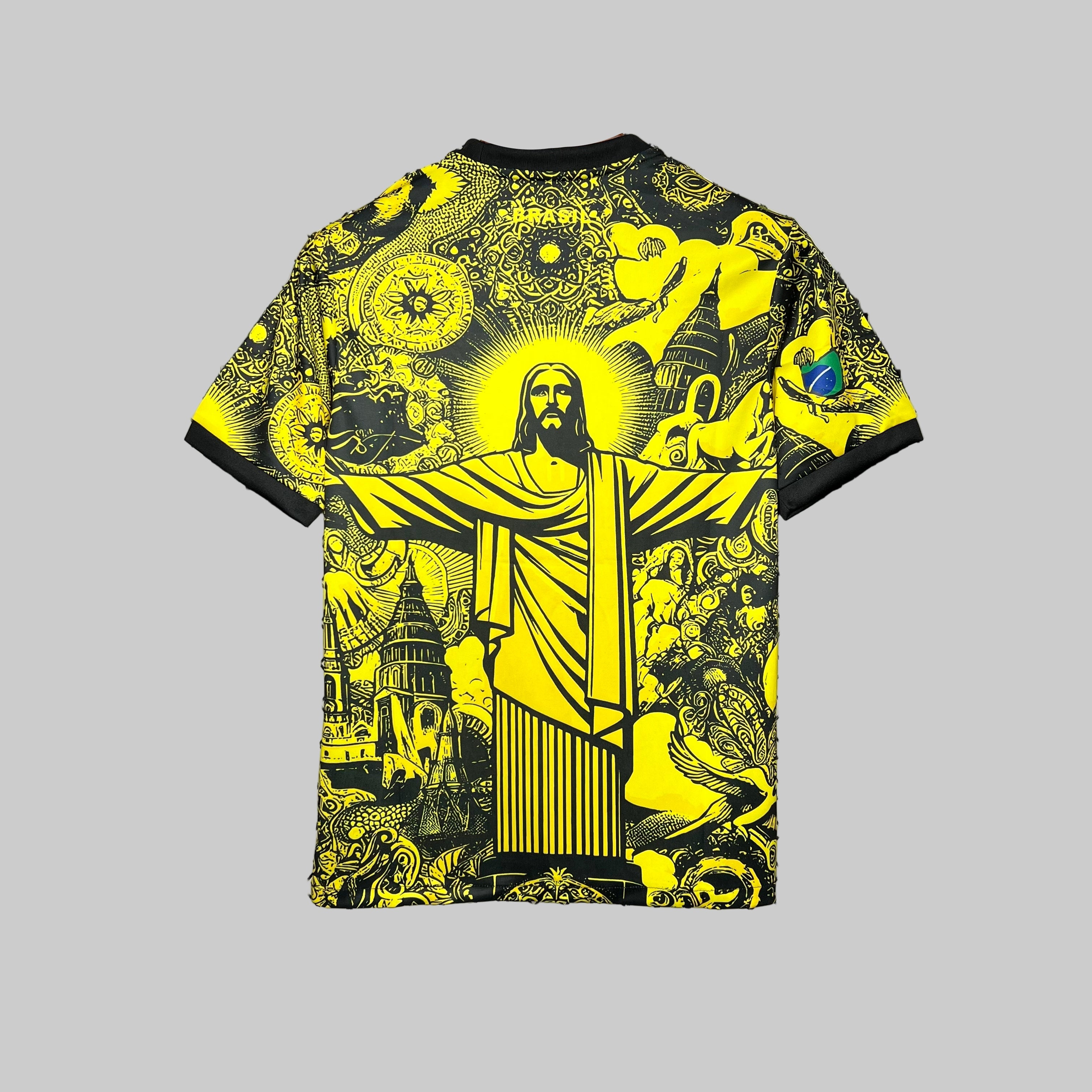 Brazil yellow and black jesus the redeemer shirt 2025-26
