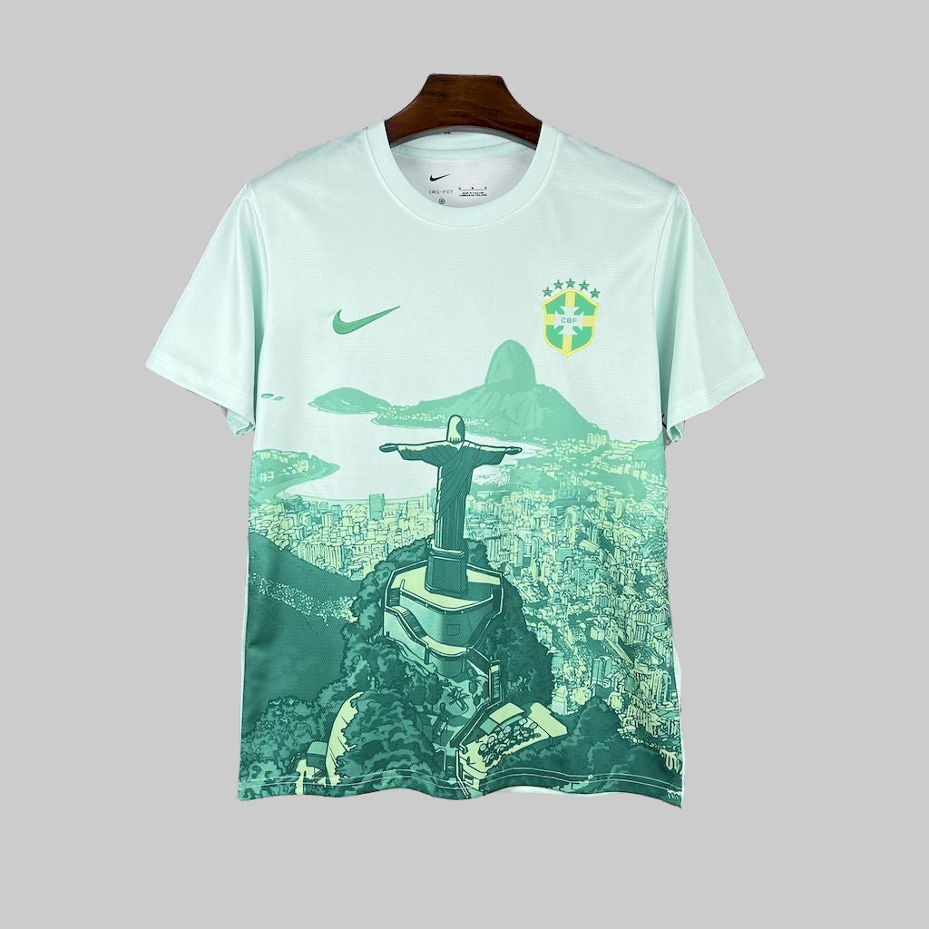 Brazil green and white jesus shirt 2025-26