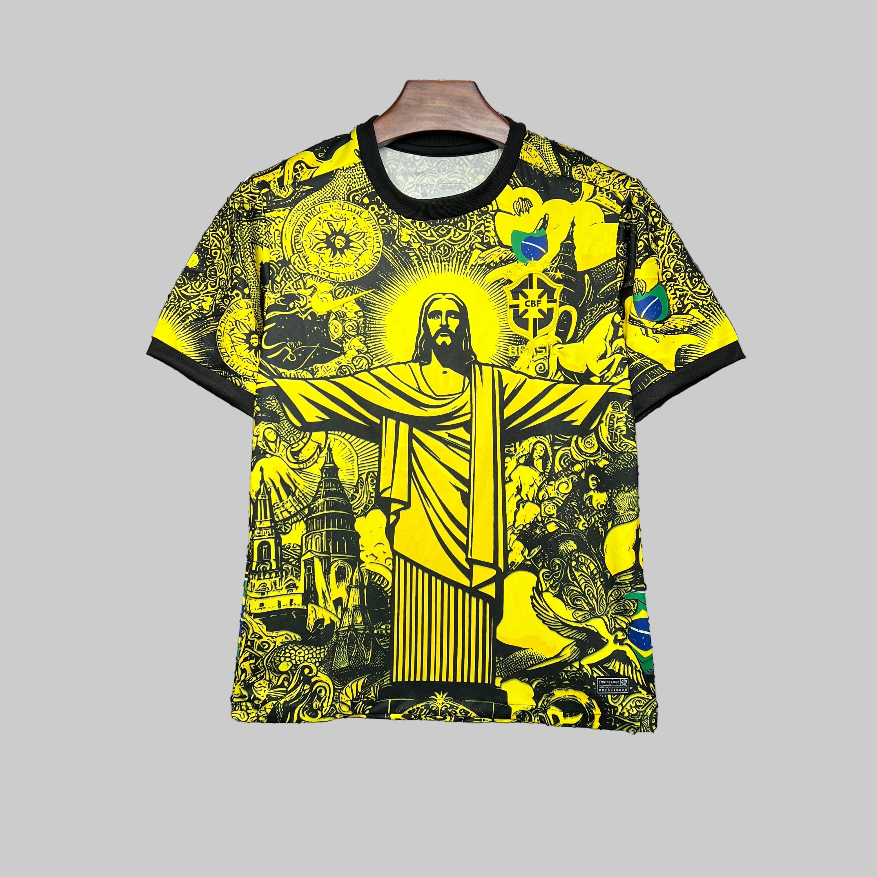 Brazil yellow and black jesus the redeemer shirt 2025-26